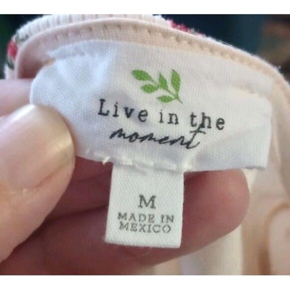 LIVE IN THE MOMENT Floral Print Cropped Tee Peasant Square Neck Y2K Size Medium‎ - Picture 4 of 5